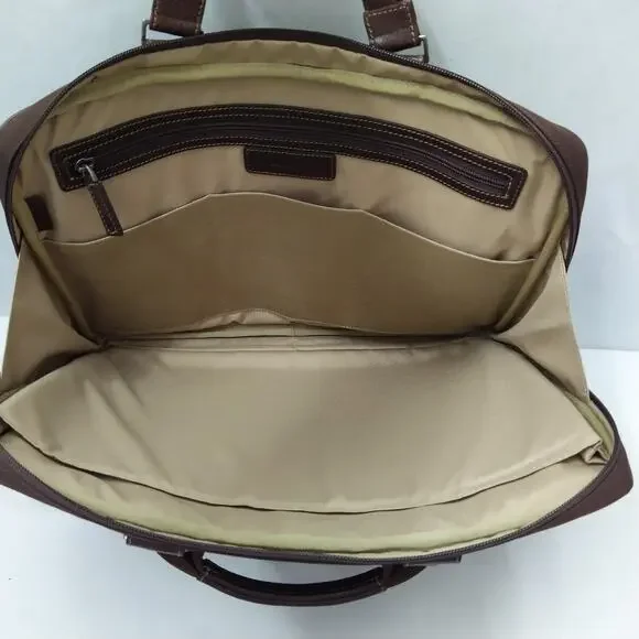 BOCONI Brown Pebbled Leather Business Brief Messenger Laptop Crossbody Bag